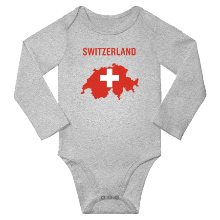 

Switzerland Flag Map Baby Long Slevve Bodysuit Jumpsuits (Gray 3-6 Months)