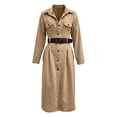 thumbnail image 5 of PBFRDSJ Women's Suede Long Shirt Dresses Lapel Long Sleeve Solid Color Casual Loose Midi Fall Spring Dresses with Belt, 5 of 5