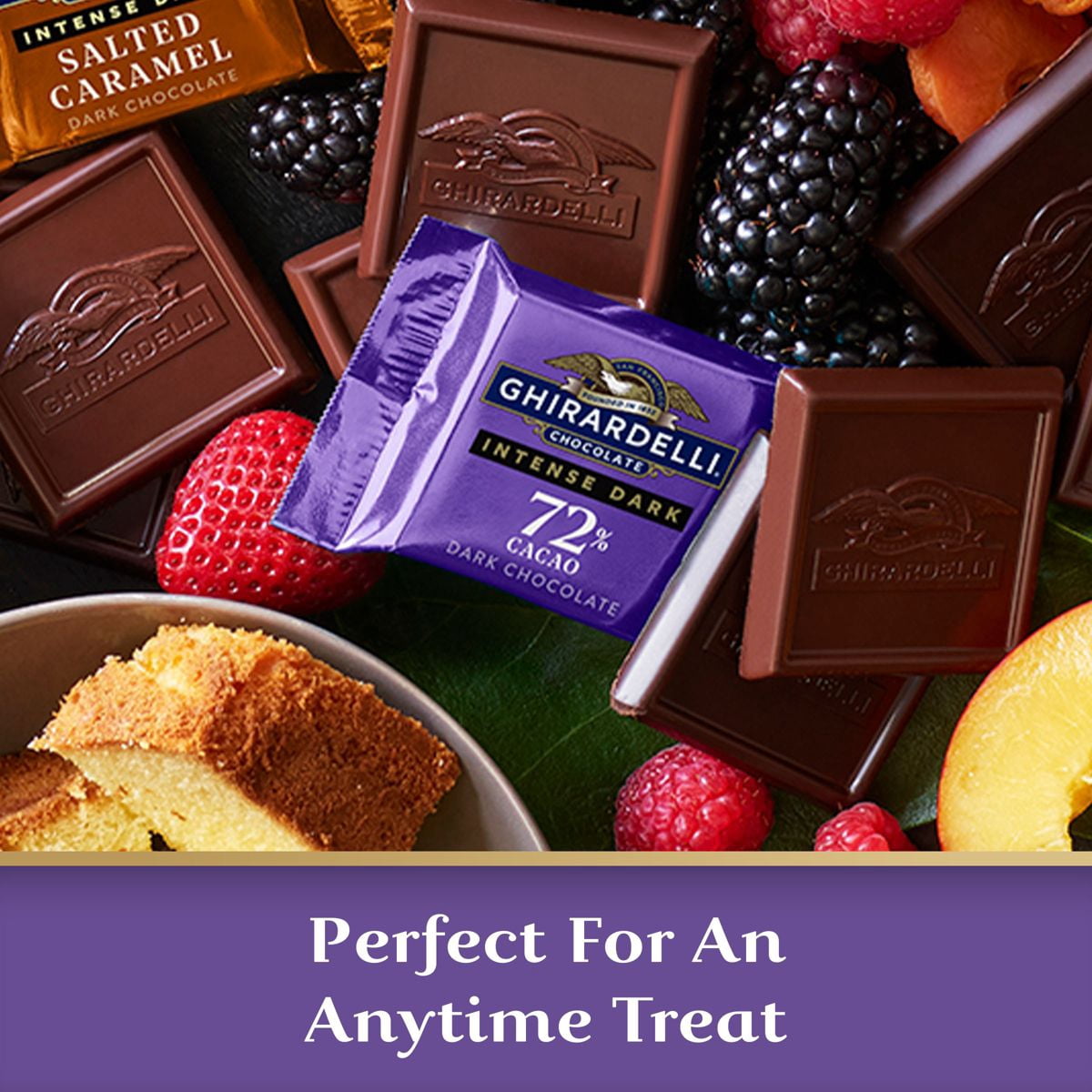 Ghirardelli Intense Dark Chocolate Squares 72% Cacao Candy Bag 4.1 oz - Pack of 2