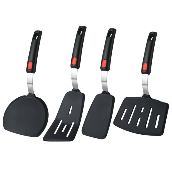 SDOTXA Silicone Spatula Turner 4-Pack Spatulas 600°F Heat Resistant Set for Nonstick Cookware Large Flexible Kitchen Cooking Utensils BPA Free Rubber Egg Crepe Pancake Burger Fis