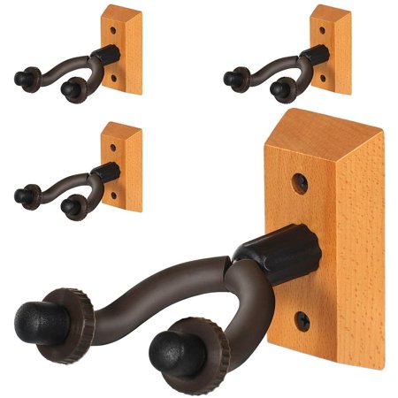 4 Pack Guitar Hangers Wall Mount Adjustable Hook Holder Instrument Display