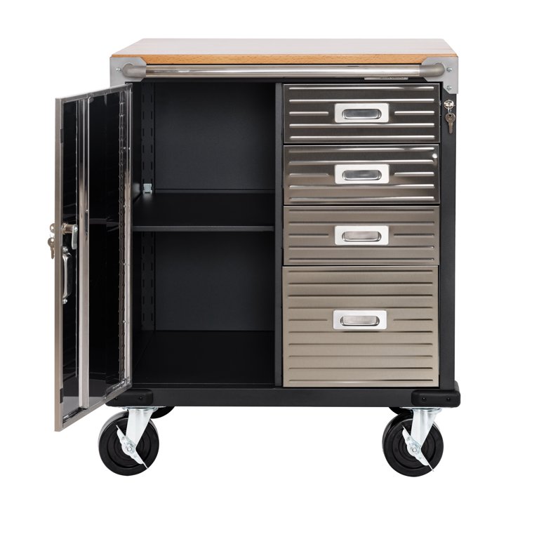 Seville UltraHD Rolling Workbench, Heavy Duty, 1-Door, 4-Drawer