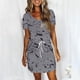 thumbnail image 2 of Mini Vestido de Verano Color Sólido Cuello en V Manga Corta Vestido de Becerro Medio, Vestido Corto de Verano, 2 of 5
