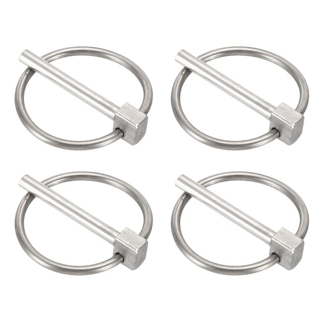 Uxcell 4Pcs Pasador de Lynch con Anillo (3/16" x 1-1/2") - Pasadores de Lynch de Alta Resistencia, Clips de Bloqueo de Eje de Acero Inoxidable, para Tractores y Camiones