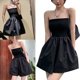 thumbnail image 3 of Vestido corto de verano para mujer, vestido corto informal con parte superior de tubo y tejido acanalado, ajustado, para mujeres y niñas, negro M, 3 of 8