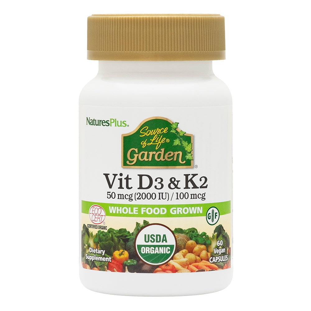NaturesPlus Source of Life Garden Vitamin D3 & K2 60 Vegan Capsules