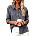 thumbnail image 7 of Luvrsol Button Down Shirt Women Denim Lapel Blouse Long Sleeve Jean Jacket Casual Loose Tops S-2XL, 7 of 7