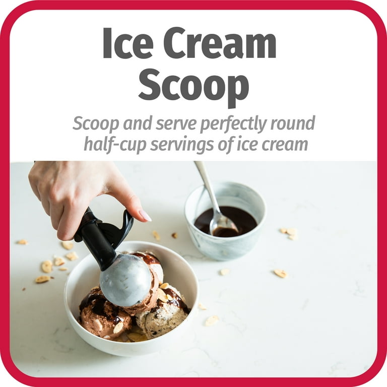 GoodCook Self-Defrosting Aluminum Trigger Release Ice Cream Scoop,  Silver/Black