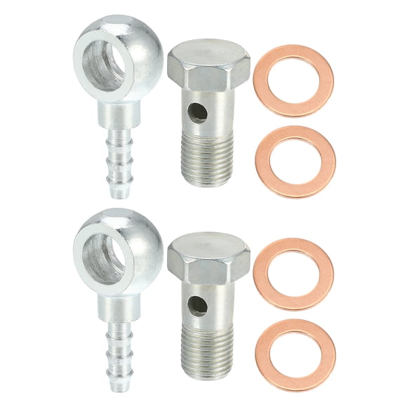 Unique Bargains 2 Set 10mm Diameter M10x1.0 Car Banjo Hose Barb Bolt Fittings Universal Banjo Fitting with Washers