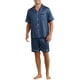 thumbnail image 5 of Conjunto de pijamas de satén INSPIRE CHIC para el Día del Padre, pijamas de manga corta para hombres, ropa de casa de dos piezas con bolsillos, pijamas suaves para dormir 2XL azul, 5 of 6