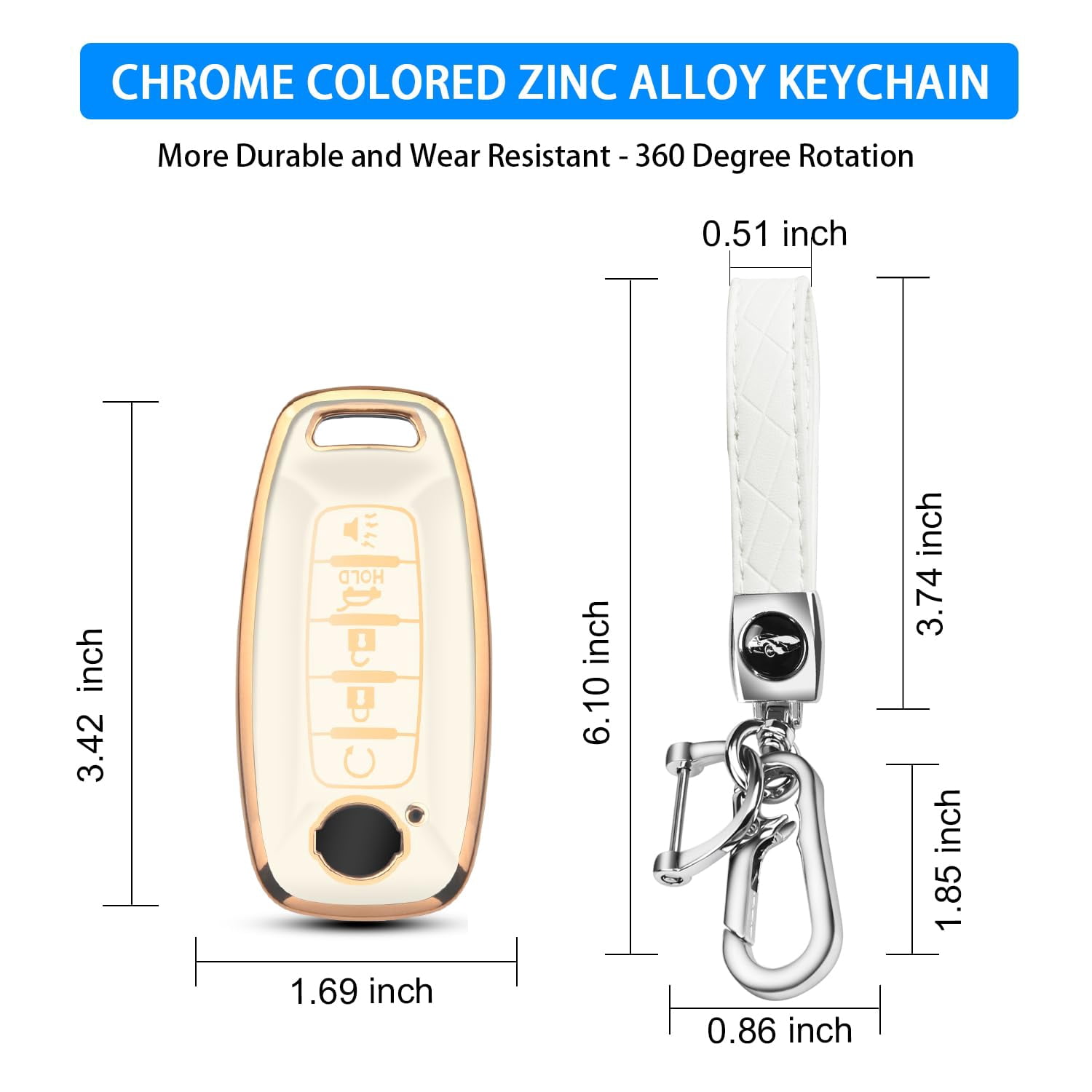Key Fob Cover for Nissan,Car Key Fob Protector 5 Buttons Key Case Protection Compatible with 2023 2024 Pathfinder Rogue Metal Keychain Remote Key Accessories Protector
