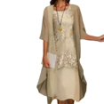thumbnail image 1 of 1 Ensemble Printemps Été Robe Cardigan Femme Imprimé Floral Grand Ourlet Élégant en Chiffon Ensemble pour Fête, 1 of 4