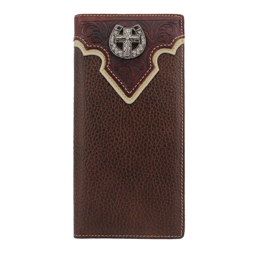 Janhooya Mens Western Cowboy Wallet Genuine Leather Wallet Long Bifold Wallet for Men