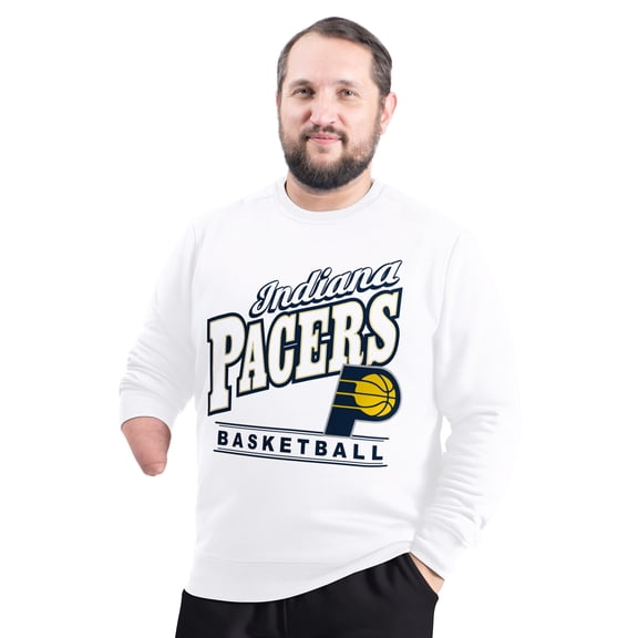 Men's G-III Sports by Carl Banks White Indiana Pacers Adaptive Headliner Fleece Crewneck Sweatshirt