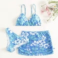 thumbnail image 2 of Odeerbi 8-15 Years Kids Girls Summer Beach String Bikini with Sarong Coverups Set Floral Swimsuit Hawaiian Beachwear Seaside Three Pieces Bathing Suit Set, 2 of 4