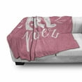 thumbnail image 3 of Feminist Soft Flannel Fleece Blanket, Brush Stroke Style Lettering Girl Power for Inspirational Theme Grungy Background, Cozy Plush for Indoor and Outdoor Use, 50" x 70", Pink White, by Ambesonne, 3 of 6