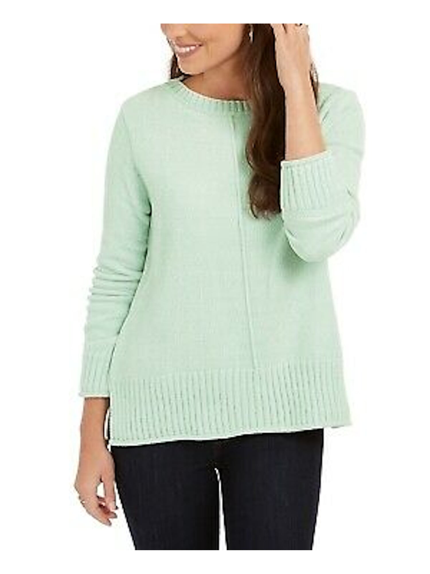 Style & Co. - STYLE & COMPANY Womens Green Textured Ribbed 3/4 Sleeve ...