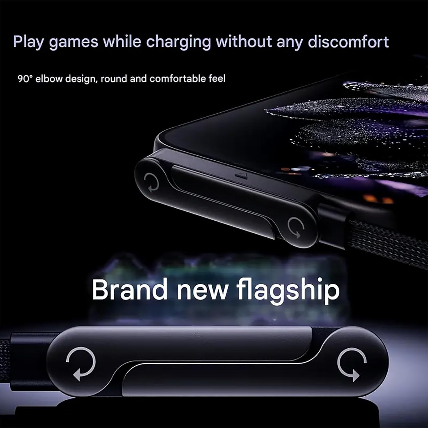 2026 New Sideways Phone Charger - 240W Braided Fast Charge Cable with Built-in Phone Stand, 2-in-1 Invisible Holder Charger Cable for iPhone, for Samsung and USB-C Devices