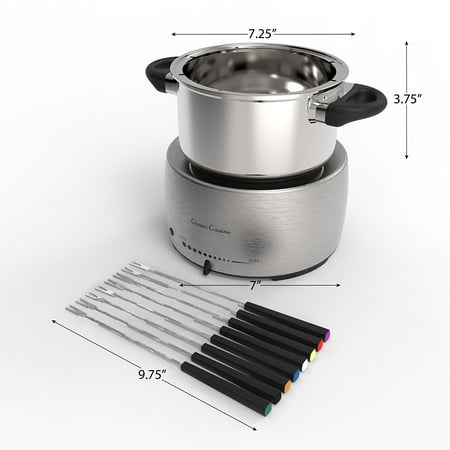 Track Fork Kit - Stainless Steel Fondue Pot Set- Melting Pot Cooker and Warmer for Cheese, Chocolate and More- Kit Includes 8 Forks By -Dishwasher Safe, SAFE AND CONVENIENT- With.., By Classic Cuisine From USA