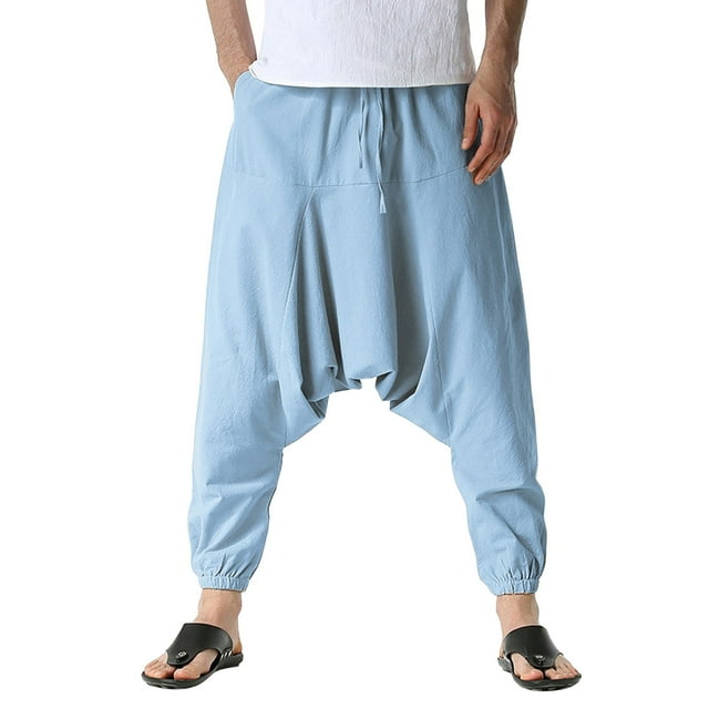 XDZJLR Mens Pants Casual Summer Loose Drawstring Mid Waist Yoga with Pockets Pant