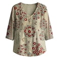 thumbnail image 4 of T Shirts for Women BWASD Fashion Flowy Loose Fit Print Short Sleeve Shirt Summer Dresses Breathable Daily Blouse for Casual Summer Going Out Wear (Khaki L), 4 of 4