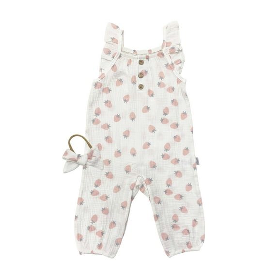 Graco 2pc Muslin Jumpsuit and Headband - Cream/Pink Strawberries