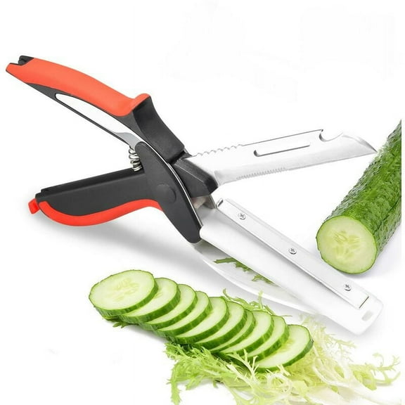 Multipurpose Cutter Shears Kitchen Scissors with Cutting Edge Built-in Wall Mounted 6 in 1 Food Choppers Ideal Tool for Picnics