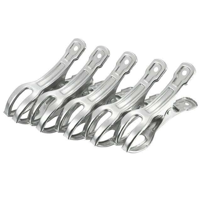 Zootealy Stainless Steel Cloth Drying Clips Big Cloth Blanket Clamp Windproof Spring Clip Grip 5 count