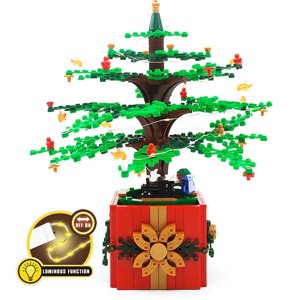 tredstone Christmas Tree Building Set Christmas Tree Block Non-toxic Durable with Lights Christmas Tree Building Block Decoration