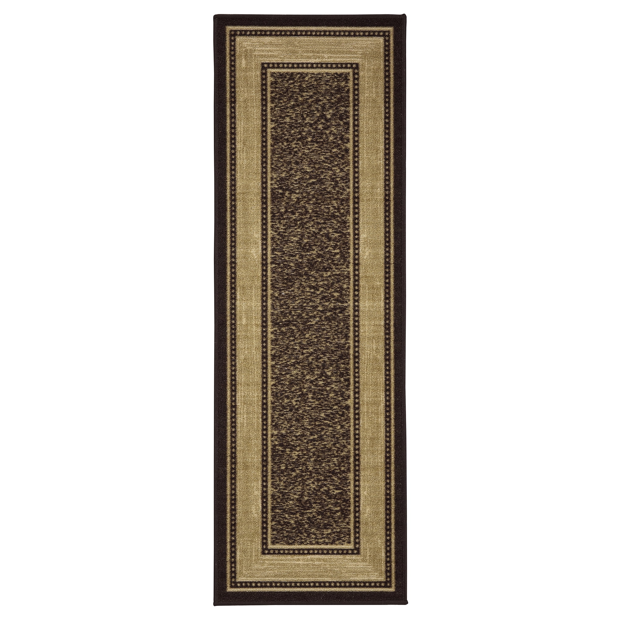 Ottomanson Ottohome Bordered Runner Rug, Chocolate Brown, 20"X59