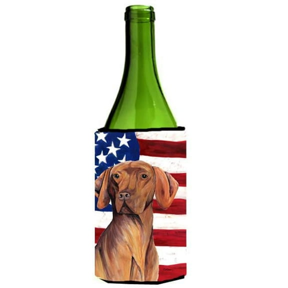Usa American Flag With Vizsla Wine bottle sleeve Hugger - 24 oz.