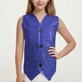 thumbnail image 2 of Zwiiyzr 2025 1-16Y Kids Girls Sequins Tank Tops Dance Vest Tops Sparkle Dancewear Blue, 2 of 5