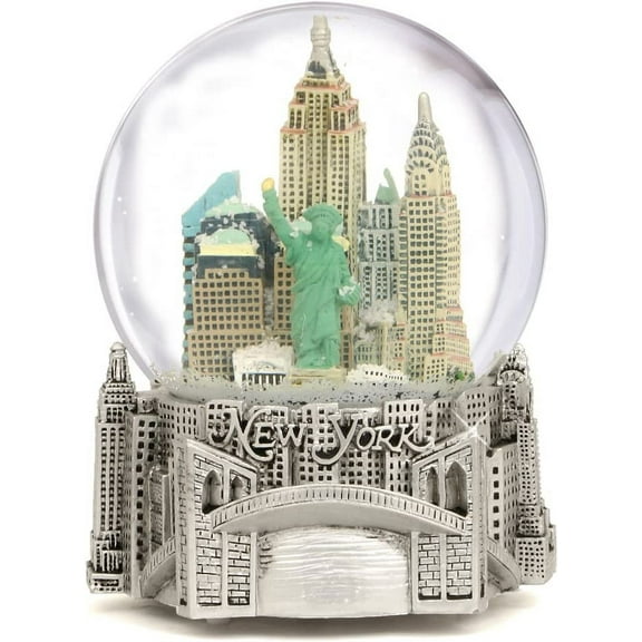 Silver Musical New York City Snow Globe, (6 Inch) NYC Snow Globes
