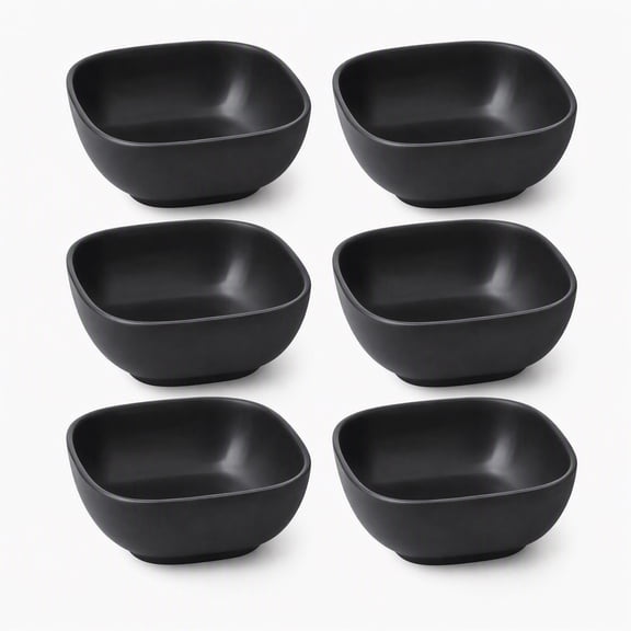 Stcellnmex 6 Pcs Wheat Straw Dipping Bowls Unbreakable Dessert Cups for Sauce Snack Black