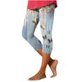 thumbnail image 2 of ICHUANYI Clearance Women's Summer Casual Elastic Waist Printed Cropped Beach Pants(Gold, L) ICHUANYI WER2023080902226, 2 of 5