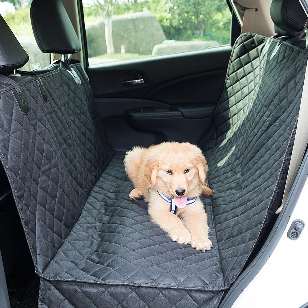 SUPAREE Dog Car Seat Cover with Dog Seat Belt Waterproof Rear Car Booster Protector for Dogs Portable Travel Hammock for Puppies and Medium Dogs（with Side Extra Storage Bag ） 