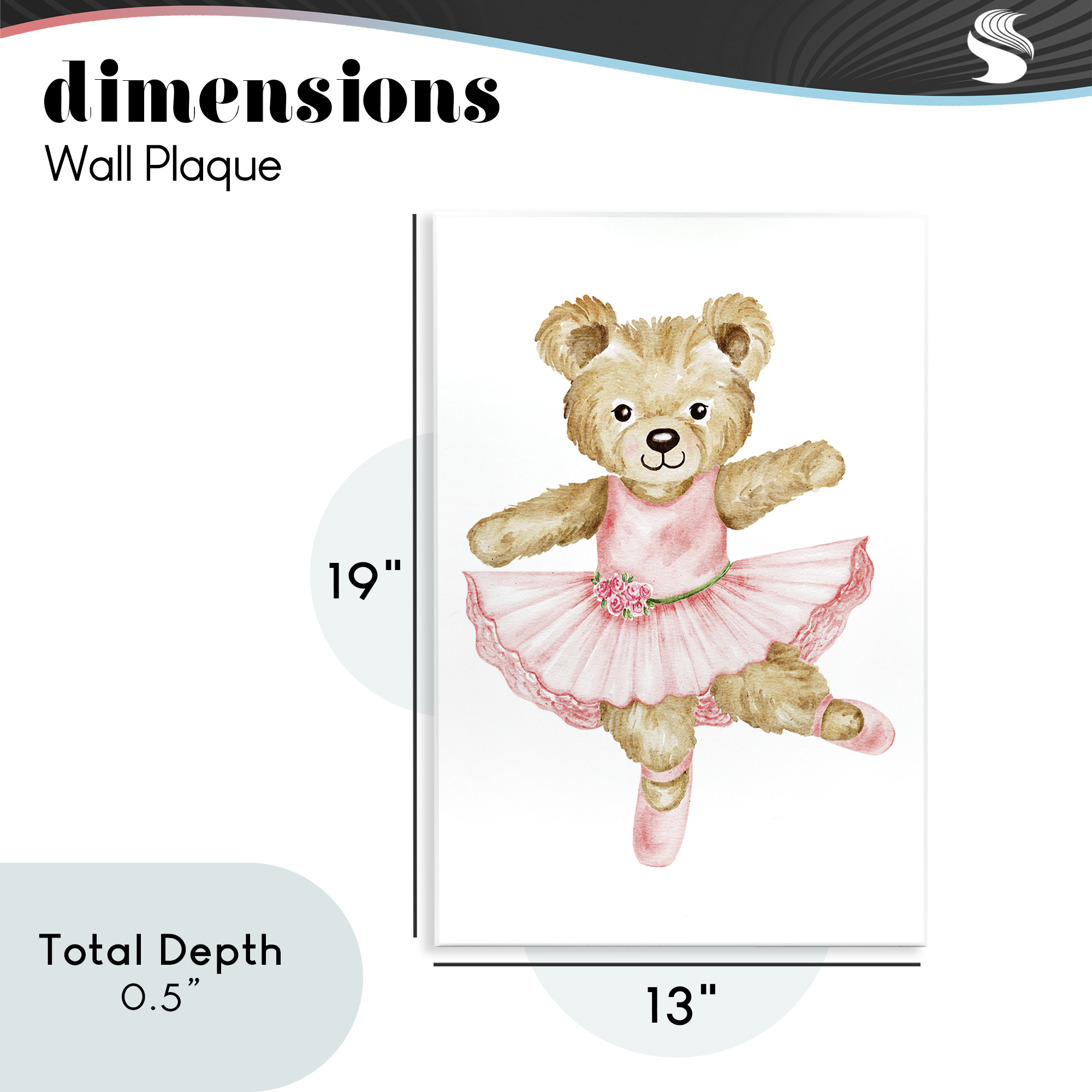 Ballerina Teddy Bear Wall Plaque Art, design by Amy Hall