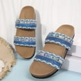 thumbnail image 5 of Modisza Summer Flat Sandals for Women Knitted Strap Comfortable Walking Slides Cork Footbed Beach Vacation Slippers Shoes Blue size 6, 5 of 7