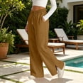 thumbnail image 6 of Womens Wide Leg Sweatpants Cotton Line Elastic High Waisted Side Slits Drawstring Baggy Lightweight Pants with Pockets Athletic Joggers Trousers, 6 of 10