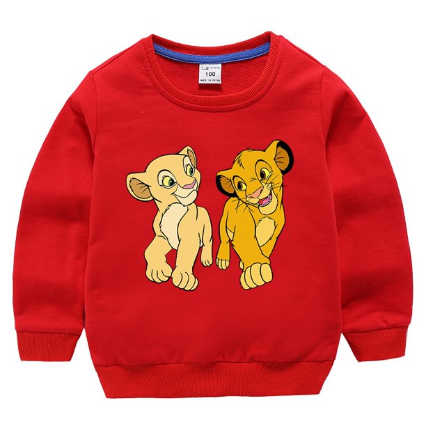 The King Lion Simba Cartoon Printed Autumn Kids Clothes Disney Sweatshirts Teenagers Boys Pullover Outfits Children Clothing110(4T) Gao Jinjia LED