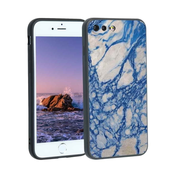 Compatible with iPhone 7 Plus Phone Case, Blue-Marble Case Men Women, Flexible Silicone Shockproof Case for iPhone 7 Plus