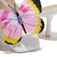 thumbnail image 2 of XYD Women Open Square Toe Colorful Butterfly Slide Sandals Slip on Mid Thin Heel Mules Chic Summer Beach Shoes Size 9 White, 2 of 4