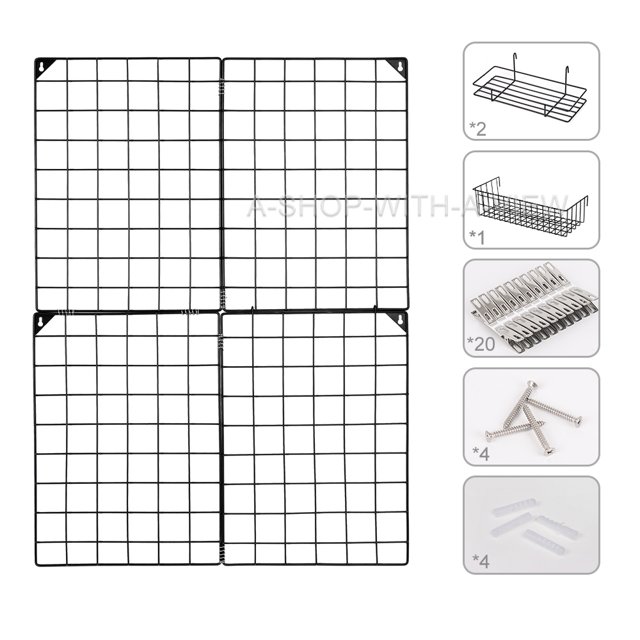 Grid Photo Wall Panel for Photo Hanging Display Metal Mesh Wall DIY Decor