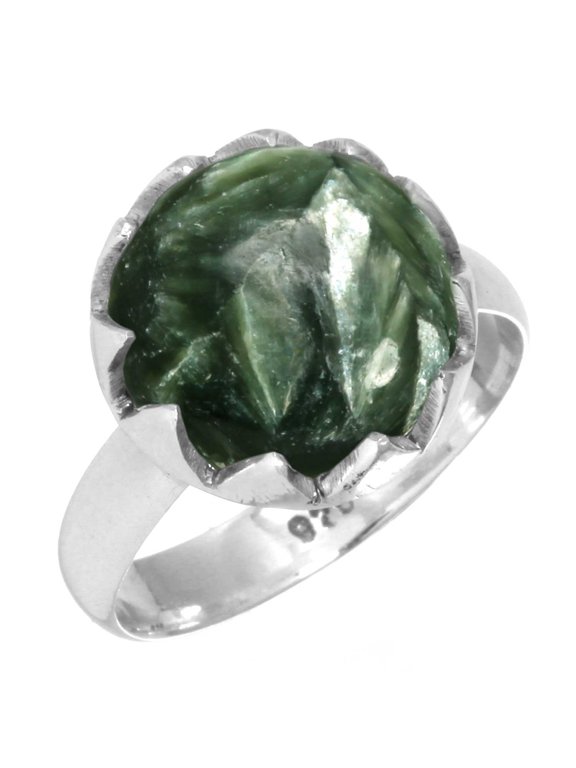 Natural Seraphinite Ring 925 Sterling Silver Handmade Jewelry