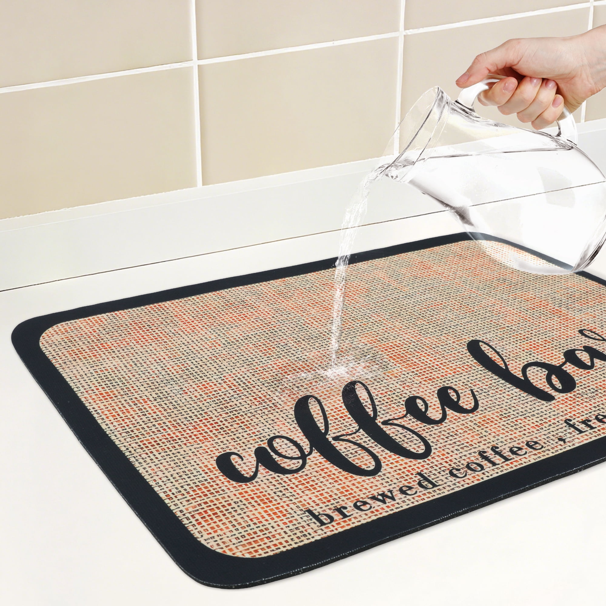 Unique Bargains Diatomaceous Coffee Bar Mat Quick Dry Dish Drying Mats Khaki 19.7*15.7 in