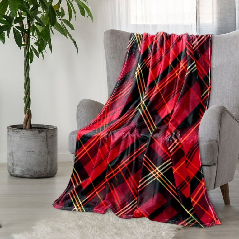 Soft Throw Blanket Couch Throw Blanket 59x39.3 in Christmas Red Dark Green Plaid Walmart