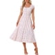 thumbnail image 1 of Vestido largo con cuello cuadrado y cintura elástica de flores para mujer Inspire Chic S Blanco, 1 of 6