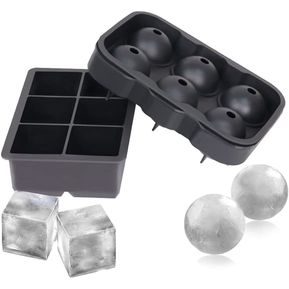 Ice Cube Molds, Large Ice Cube Tray for Slow Melting Ice, Whiskey Ice Ball Mold with Flexible Silicone, Square Ice Cubes for Cocktail Ice Cube Maker