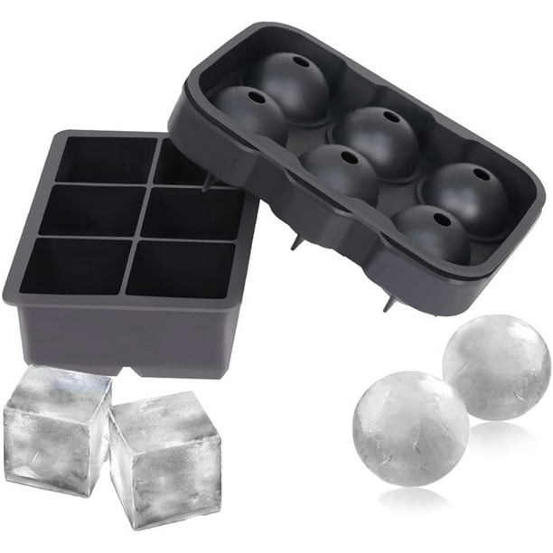 Bandeja para cubitos de hielo para whisky, bandeja grande para cubitos de hielo para whisky, moldes para hielo de fusión lenta con silicona de grado alimenticio, molde flexible para hacer cubitos de