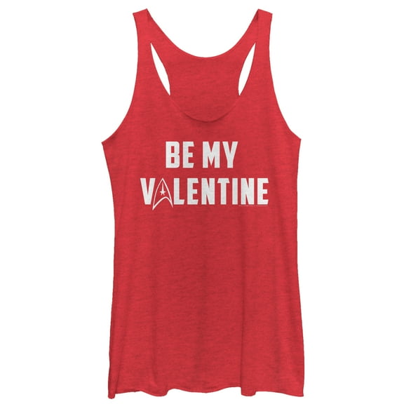 Women's Star Trek Be My Starfleet Valentine  Racerback Tank Top Red Heather X Small